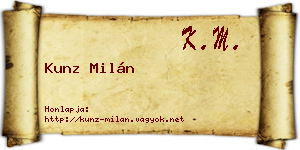 Kunz Milán névjegykártya